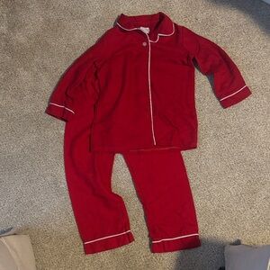Mud Pie Red Pajama Set with White Piping